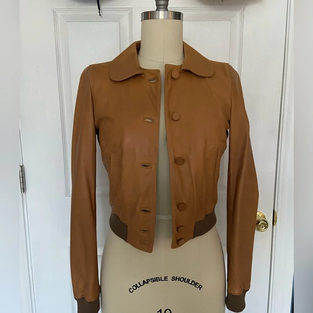 Dolce&Gabbana Tan Leather Bomber Jacket Size 40 - Picture 1 of 12